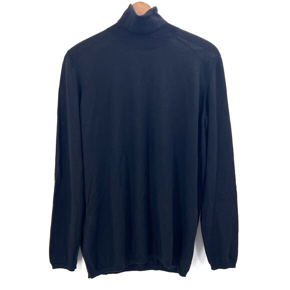 Bergdorf Goodman Black Cashmere Silk Turtleneck Sweater Womens Large - Picture 1 of 6